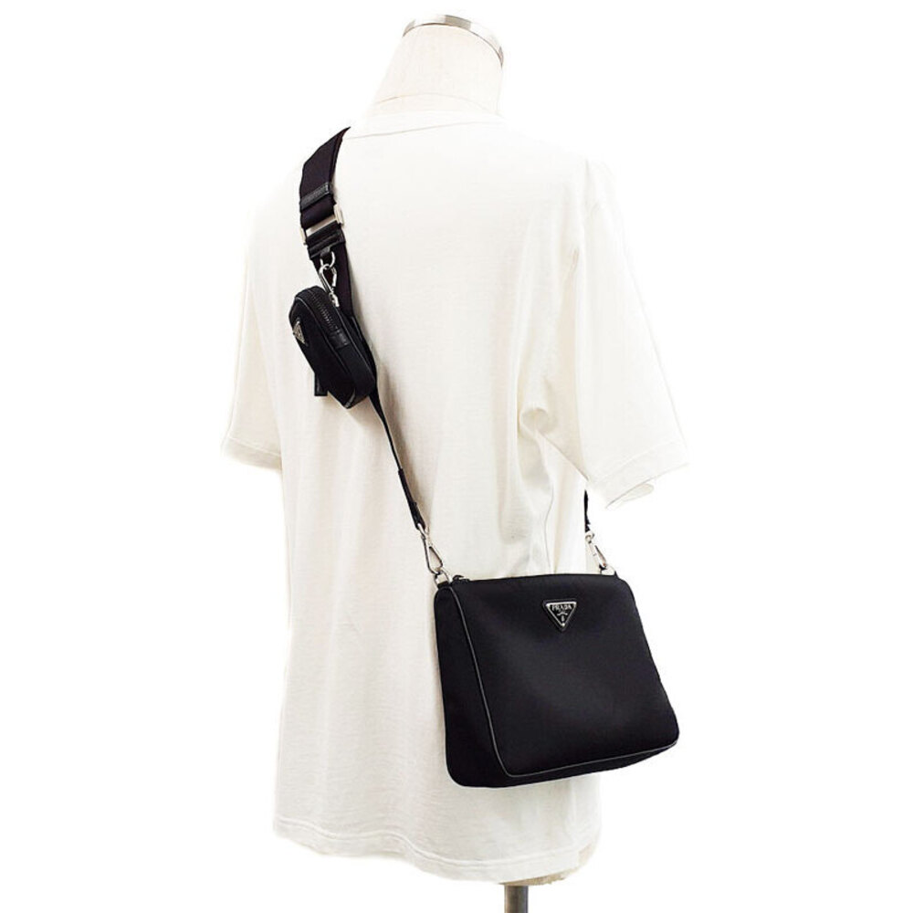 Prada Saffiano Re Black Crossbody Bag Shoulder Leather - Picture 9 of 9